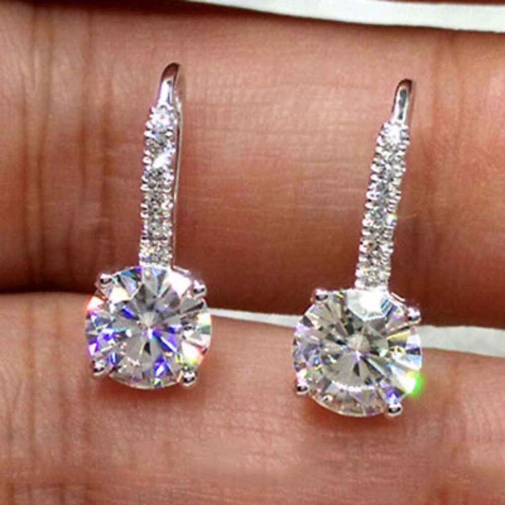 NEW STERLING SILVER Diamond Cute Earrings